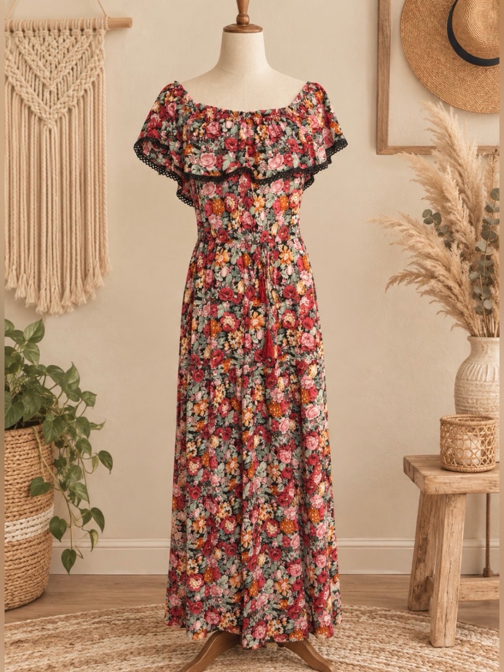 Women’s Floral Off the Shoulder Maxi Dress
